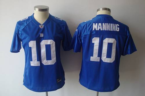 Giants #10 Eli Manning Blue Women's Team Color Stitched NFL Jersey - Click Image to Close